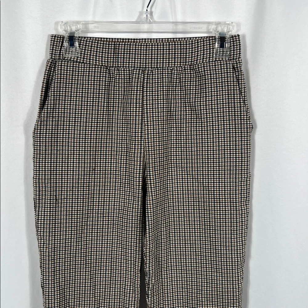 SHEIN Women’s Plaid‎ Pants Brown Black Stretchy Front Pockets Dress Pants Small
